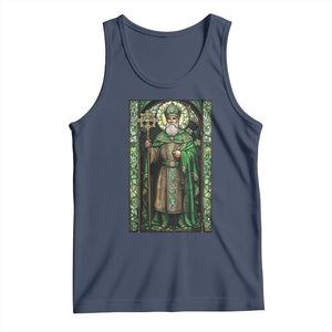St. Patrick's Day Tank Top Saint Patrick Art Aesthetic Stained Glass TS09 Navy Print Your Wear