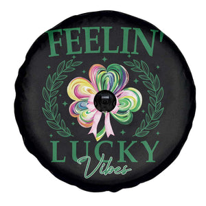 St. Patrick's Day Spare Tire Cover Feelin' Lucky Vibes Shamrock Coquette Bow TS09 Print Your Wear