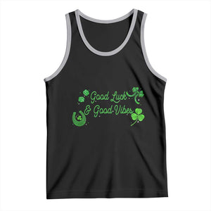 St. Patrick's Day Tank Top Good Luck And Good Vibes Shamrock Coquette Bow TS09 Black Athletic Heather Print Your Wear