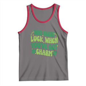 Funny St. Patrick's Day Tank Top Who Needs Luck When You're Got Charm TS09 Deep Heather Red Print Your Wear