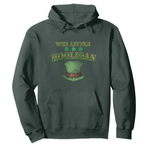 Funny St. Patrick's Day Hoodie Wee Little Hooligan Shamrock Leprechaun Hat TS09 Dark Forest Green Print Your Wear