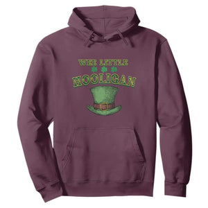 Funny St. Patrick's Day Hoodie Wee Little Hooligan Shamrock Leprechaun Hat TS09 Maroon Print Your Wear
