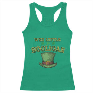 Funny St. Patrick's Day Racerback Tank Top Wee Little Hooligan Shamrock Leprechaun Hat TS09 Irish Green Print Your Wear