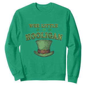Funny St. Patrick's Day Sweatshirt Wee Little Hooligan Shamrock Leprechaun Hat TS09 Irish Green Print Your Wear