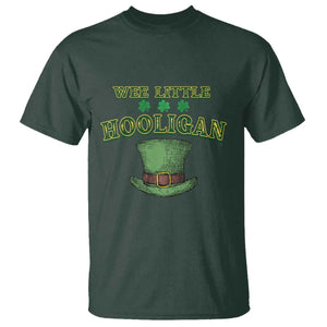 Funny St. Patrick's Day T Shirt Wee Little Hooligan Shamrock Leprechaun Hat TS09 Dark Forest Green Print Your Wear