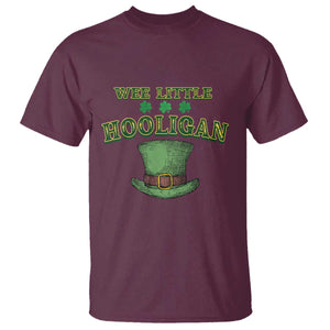 Funny St. Patrick's Day T Shirt Wee Little Hooligan Shamrock Leprechaun Hat TS09 Maroon Print Your Wear