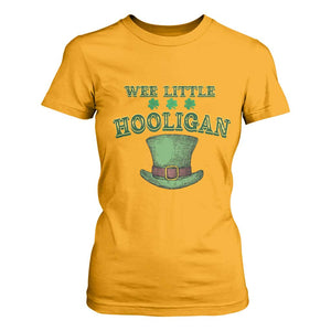 Funny St. Patrick's Day T Shirt For Women Wee Little Hooligan Shamrock Leprechaun Hat TS09 Gold Print Your Wear