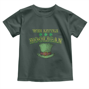Funny St. Patrick's Day Toddler T Shirt Wee Little Hooligan Shamrock Leprechaun Hat TS09 Dark Forest Green Print Your Wear