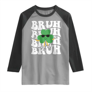 Funny St. Patrick's Day Bruh Raglan Shirt TS09 Sport Gray Black Print Your Wear