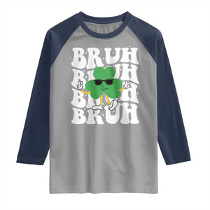 Funny St. Patrick's Day Bruh Raglan Shirt TS09 Sport Gray Navy Print Your Wear