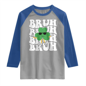 Funny St. Patrick's Day Bruh Raglan Shirt TS09 Sport Gray Royal Print Your Wear