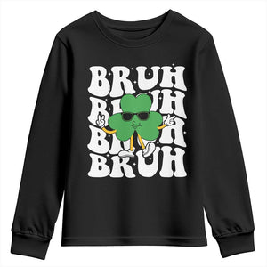 Funny St. Patrick's Day Bruh Youth Sweatshirt TS09 Black Print Your Wear