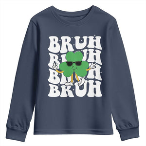 Funny St. Patrick's Day Bruh Youth Sweatshirt TS09 Navy Print Your Wear