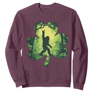 Funny St. Patrick's Day Bigfoot Sweatshirt Sasquatch Shamrock Irish TS09 Maroon Print Your Wear