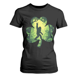 Funny St. Patrick's Day Bigfoot T Shirt For Women Sasquatch Shamrock Irish TS09 Black Print Your Wear