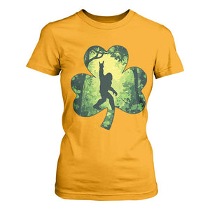 Funny St. Patrick's Day Bigfoot T Shirt For Women Sasquatch Shamrock Irish TS09 Gold Print Your Wear