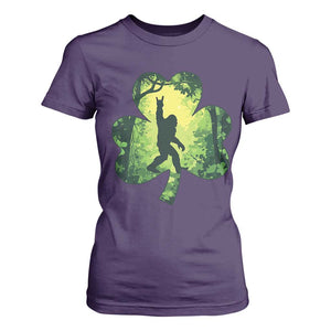 Funny St. Patrick's Day Bigfoot T Shirt For Women Sasquatch Shamrock Irish TS09 Purple Print Your Wear