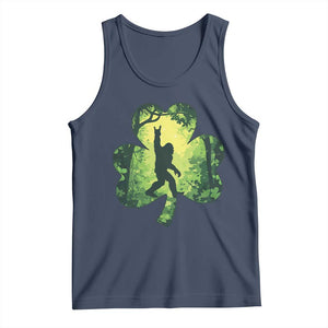 Funny St. Patrick's Day Bigfoot Tank Top Sasquatch Shamrock Irish TS09 Navy Print Your Wear
