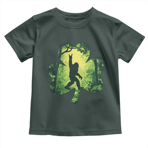 Funny St. Patrick's Day Bigfoot Toddler T Shirt Sasquatch Shamrock Irish TS09 Dark Forest Green Print Your Wear