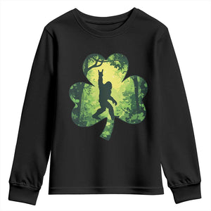 Funny St. Patrick's Day Bigfoot Youth Sweatshirt Sasquatch Shamrock Irish TS09 Black Print Your Wear