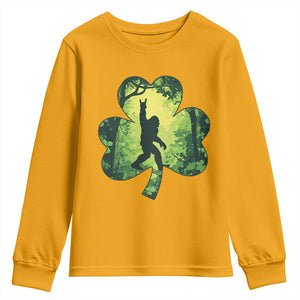 Funny St. Patrick's Day Bigfoot Youth Sweatshirt Sasquatch Shamrock Irish TS09 Gold Print Your Wear