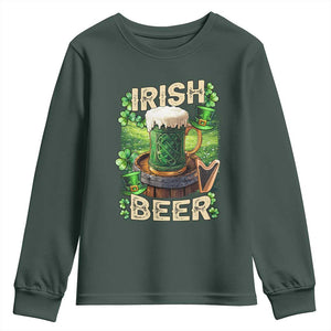 Funny St. Patrick's Day Irish Beer Youth Sweatshirt TS09 Dark Forest Green Print Your Wear