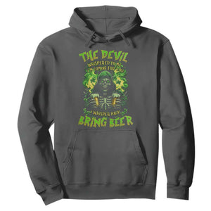 Funny Irish Beer Hoodie The Devil Whispered I'm Coming For You I Whisper Back Bring Beer TS09 Dark Heather Print Your Wear