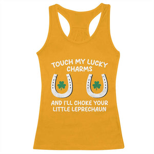 Funny St. Patrick's Day Racerback Tank Top Touch My Lucky Charm TS09 Gold Print Your Wear