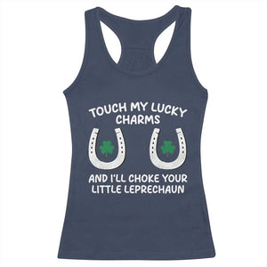 Funny St. Patrick's Day Racerback Tank Top Touch My Lucky Charm TS09 Navy Print Your Wear