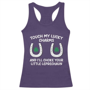 Funny St. Patrick's Day Racerback Tank Top Touch My Lucky Charm TS09 Purple Print Your Wear