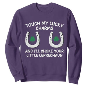 Funny St. Patrick's Day Sweatshirt Touch My Lucky Charm TS09 Purple Print Your Wear