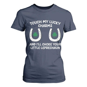 Funny St. Patrick's Day T Shirt For Women Touch My Lucky Charm TS09 Navy Print Your Wear