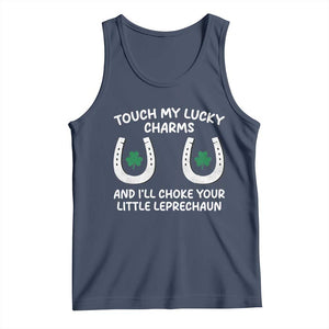 Funny St. Patrick's Day Tank Top Touch My Lucky Charm TS09 Navy Print Your Wear