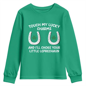 Funny St. Patrick's Day Youth Sweatshirt Touch My Lucky Charm TS09 Irish Green Print Your Wear