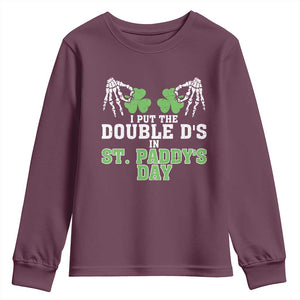 Funny St. Patrick's Day Youth Sweatshirt Double Ds On St Paddys Day TS09 Maroon Print Your Wear