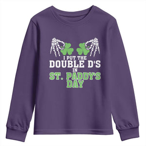 Funny St. Patrick's Day Youth Sweatshirt Double Ds On St Paddys Day TS09 Purple Print Your Wear
