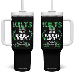 Funny Scots-Irish Kilts Tumbler With Handle Make Good Girls Wonder And Bad Girls Check For Themselves TS09 One Size: 40 oz Black Print Your Wear