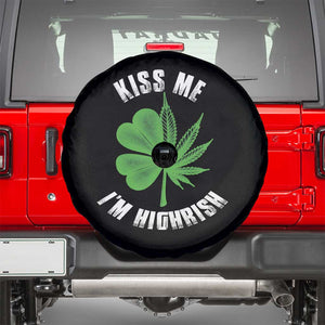 Funny St. Patrick's Day Cannabis Spare Tire Cover Kiss Me I'm Highrish TS09 Black Print Your Wear