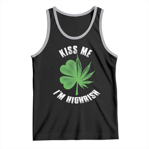 Funny St. Patrick's Day Cannabis Tank Top Kiss Me I'm Highrish TS09 Black Athletic Heather Print Your Wear