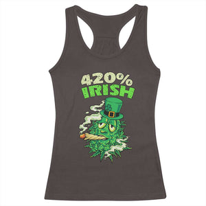 Funny St. Patrick's Day Cannabis Racerback Tank Top 420% Irish Weed TS09 Dark Chocolate Print Your Wear