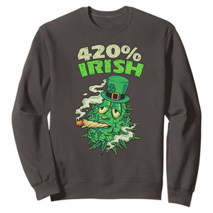 Funny St. Patrick's Day Cannabis Sweatshirt 420% Irish Weed TS09 Dark Chocolate Print Your Wear