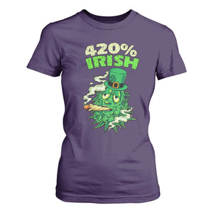 Funny St. Patrick's Day Cannabis T Shirt For Women 420% Irish Weed TS09 Purple Print Your Wear