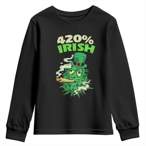 Funny St. Patrick's Day Cannabis Youth Sweatshirt 420% Irish Weed TS09 Black Print Your Wear