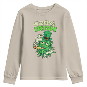 Funny St. Patrick's Day Cannabis Youth Sweatshirt 420% Irish Weed TS09 Sand Print Your Wear