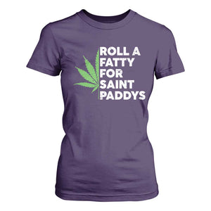 Funny St. Patrick's Day Weed T Shirt For Women Roll A Fatty For Saints Paddys 420 Cannabis TS09 Purple Print Your Wear