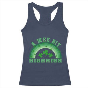 Funny St. Patrick's Day Marijuana Racerback Tank Top A Wee Bit Highrish 420 Weed Cannabis TS09 Navy Print Your Wear