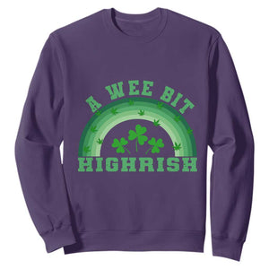 Funny St. Patrick's Day Marijuana Sweatshirt A Wee Bit Highrish 420 Weed Cannabis TS09 Purple Print Your Wear