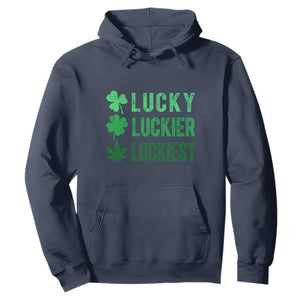 Funny St. Patrick's Day Weed Hoodie Lucky Luckiest Cannabis Shamrock TS09 Navy Print Your Wear