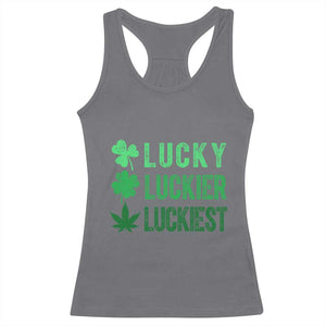 Funny St. Patrick's Day Weed Racerback Tank Top Lucky Luckiest Cannabis Shamrock TS09 Charcoal Print Your Wear