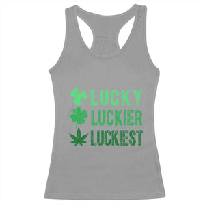 Funny St. Patrick's Day Weed Racerback Tank Top Lucky Luckiest Cannabis Shamrock TS09 Sport Gray Print Your Wear